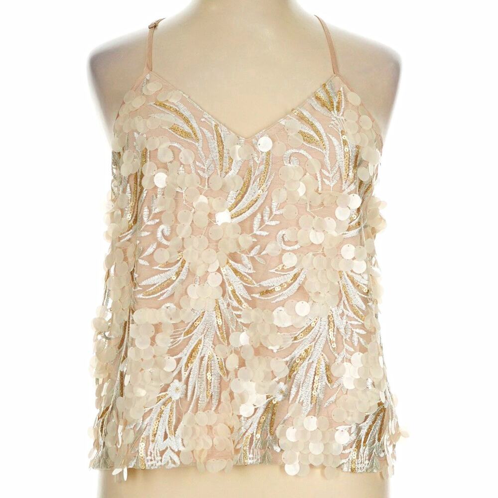 Anthropologie NWT $98 Porridge Arielle Sequin Embroidered Tank Top XL Boho Party